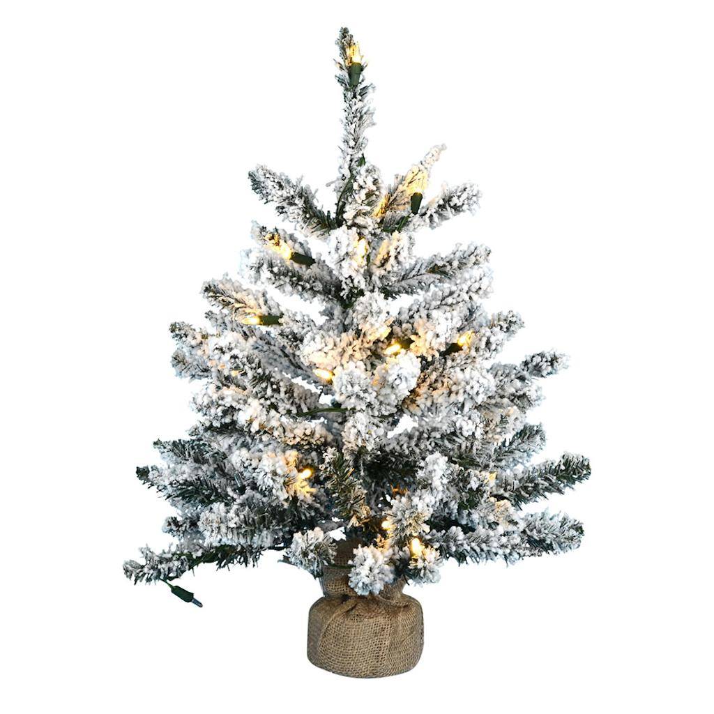 2' Artificial Flocked Anoka Tree w/Burlap Base 35 Warm White LED Lights 1