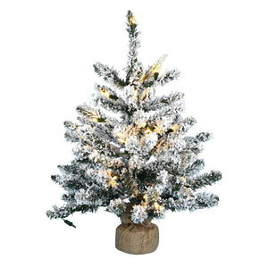 2' Artificial Flocked Anoka Tree w/Burlap Base 35 Warm White LED Lights 1