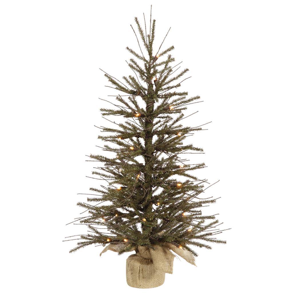 4' Artificial Vienna Twig Tree w/Burlap Base 70 Warm White LED Lights 1