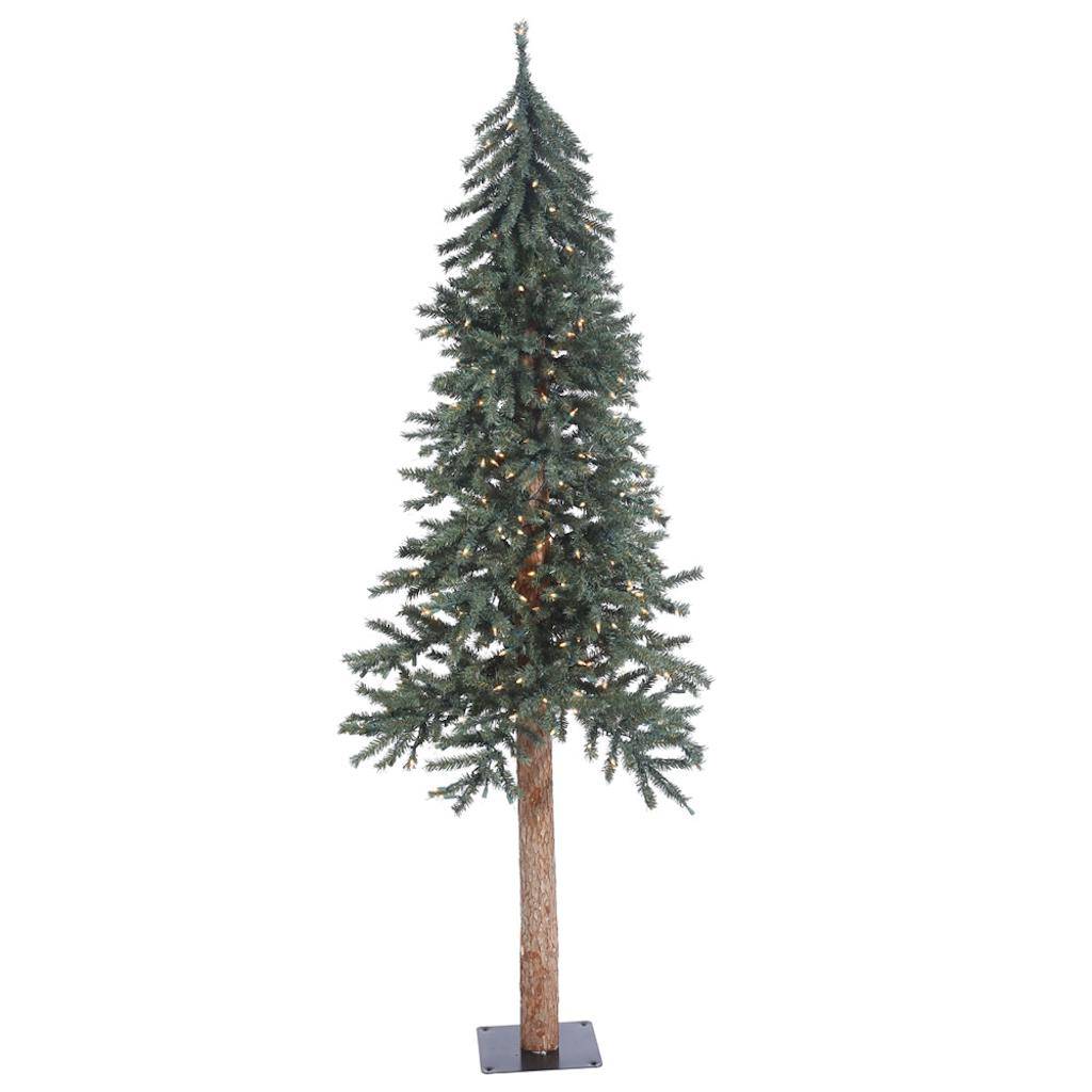 6' x 33" Artificial Natural Bark Alpine Tree with 250 Warm White LED Lights 1