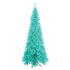 7.5' x 40" Aqua Slim Fir Tree with 500 Aqua LED Lights 1