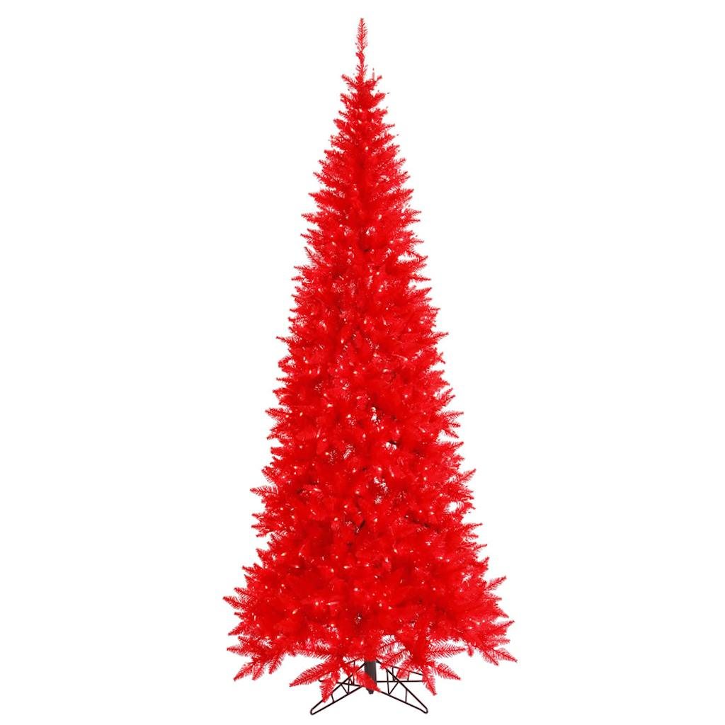 4.5' x 24" Red Fir Tree with 200 Red LED Lights 1