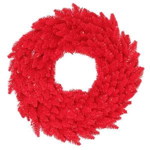 60" Artificial Red Fir Wreath 200 Red LED Lights 1