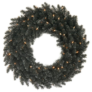 48" Artificial Black Fir Wreath 150 Warm White LED Lights 1