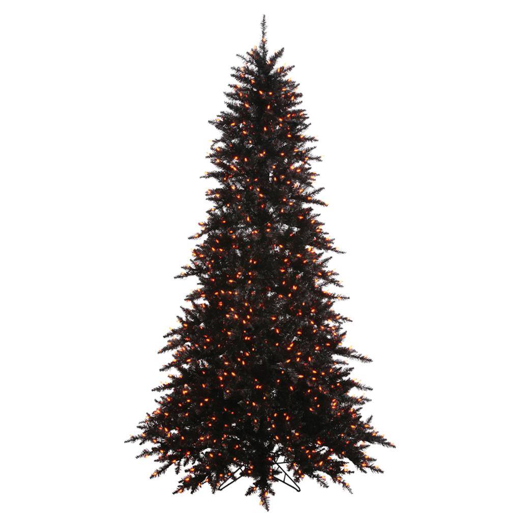 6.5' x 46" Black Fir Tree with 600 Orange LED Lights 1