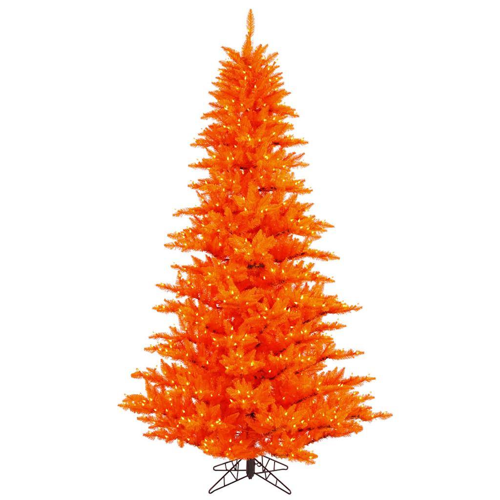 4.5' x 34" Orange Fir Tree with 250 Orange LED Lights 1