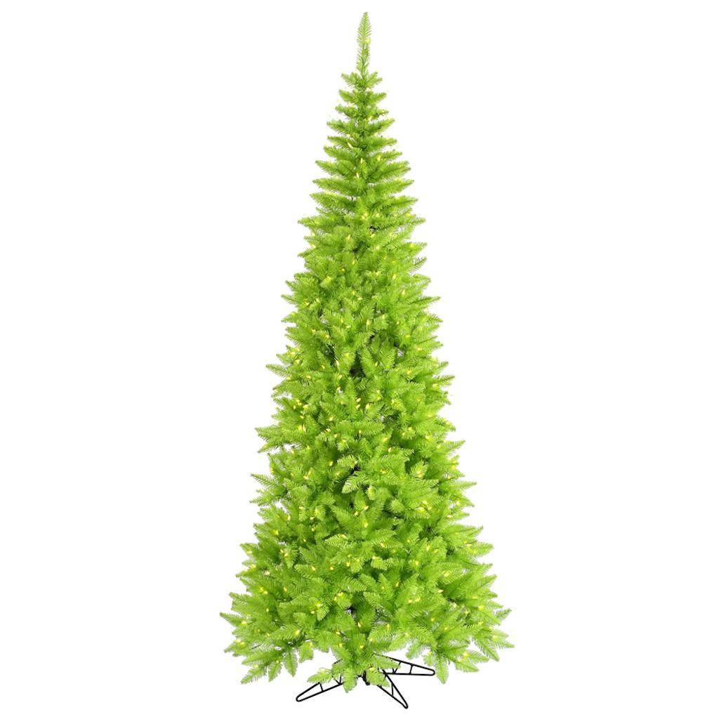 4.5' x 24" Lime Slim Fir Tree with 200 Aqua LED Lights 1