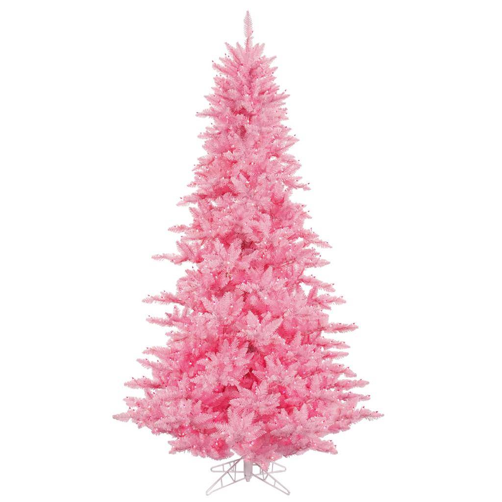 6.5' x 46" Pink Fir Tree with 600 Pink LED Lights 1