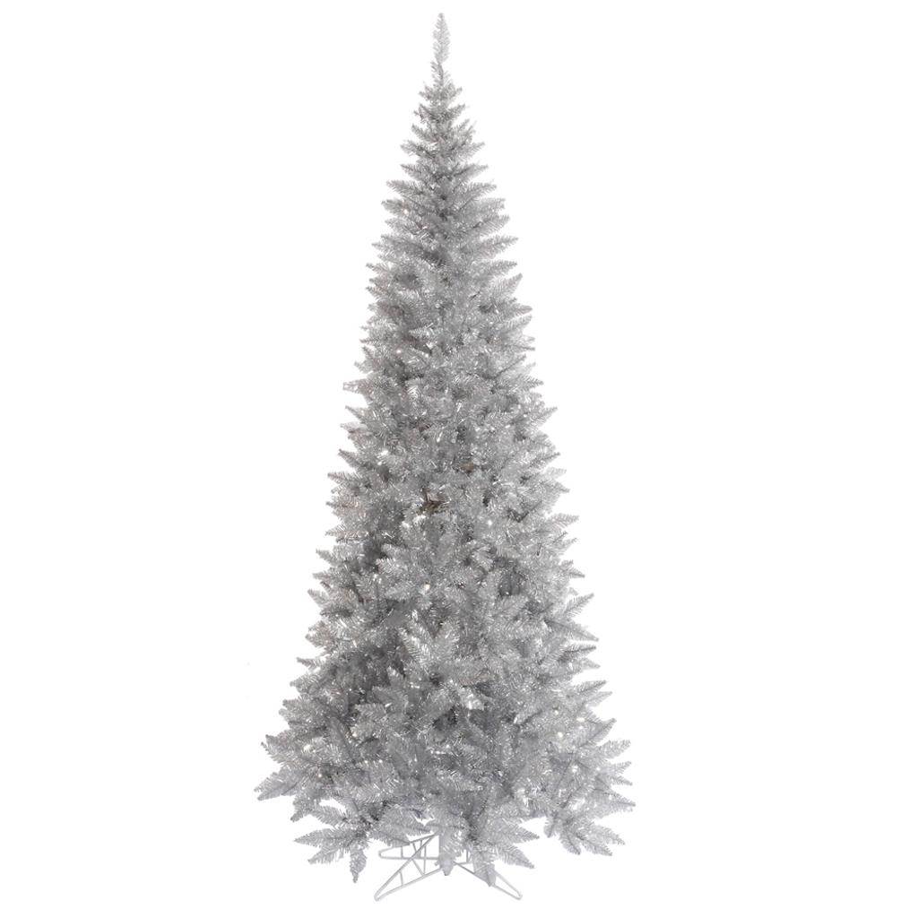 10' x 50" Tinsel Silver Slim Fir Tree 1