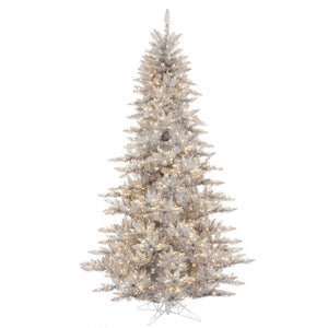 6.5' x 46" Silver Tree with 600 Warm White LED Lights 1