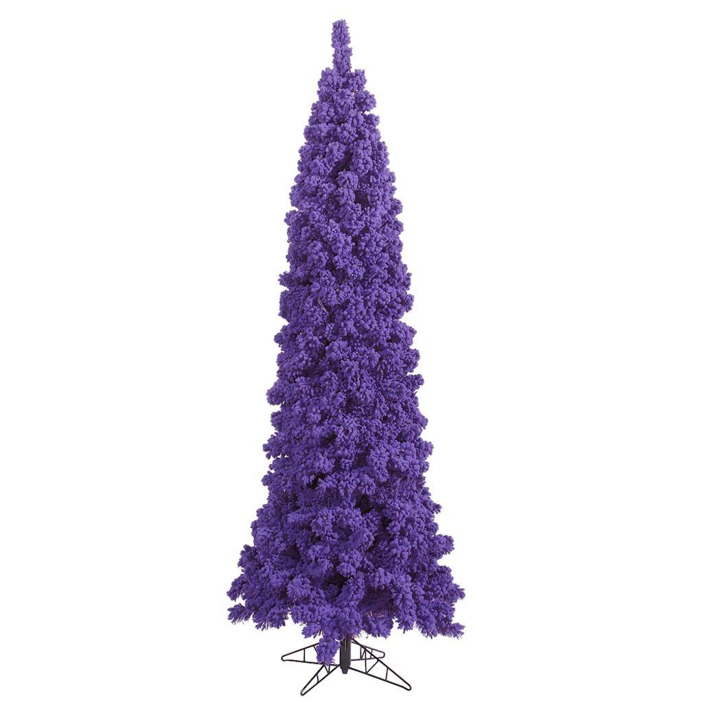 5.5' x 22" Flocked Purple Pencil Tree 1