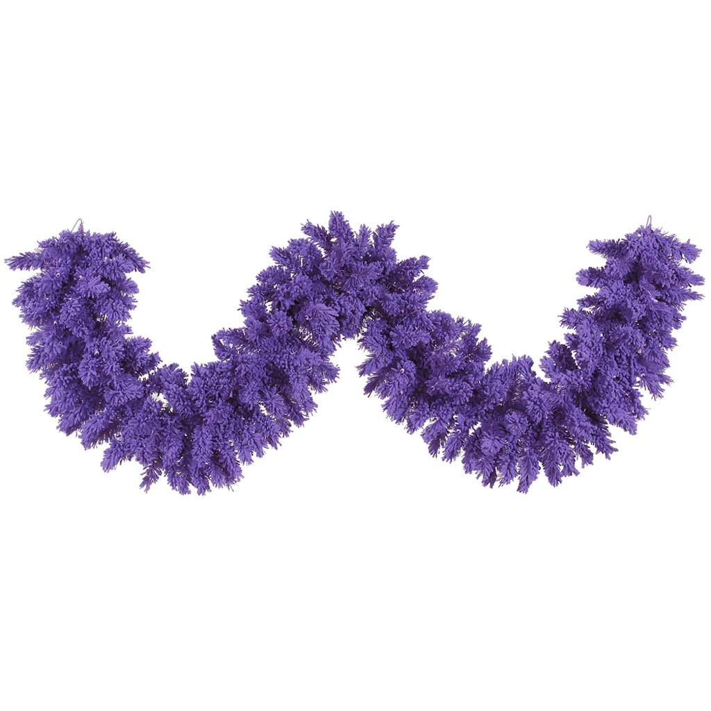9' Artificial Flocked Purple Fir Garland 1