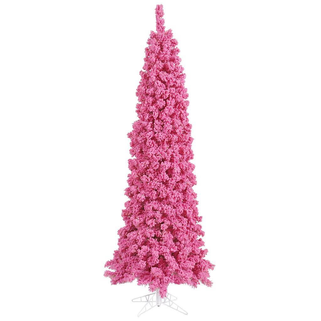 5.5' x 22" Flocked Pink Pencil Fir Tree 1
