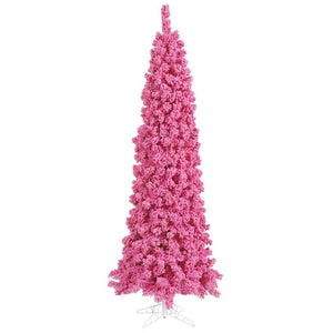 5.5' x 22" Flocked Pink Pencil Fir Tree 1