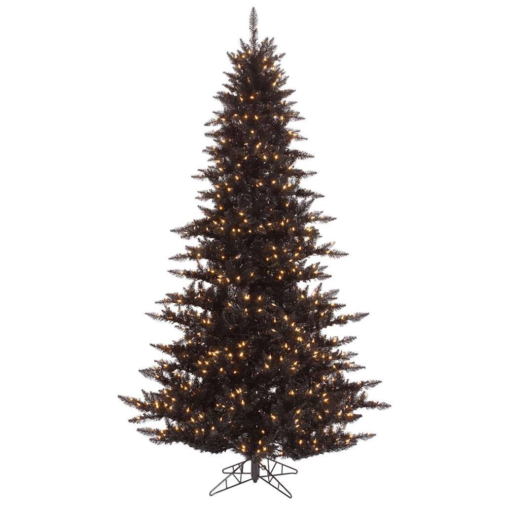 7.5' x 52" Black Fir Tree with 750 Warm White LED Lights 1