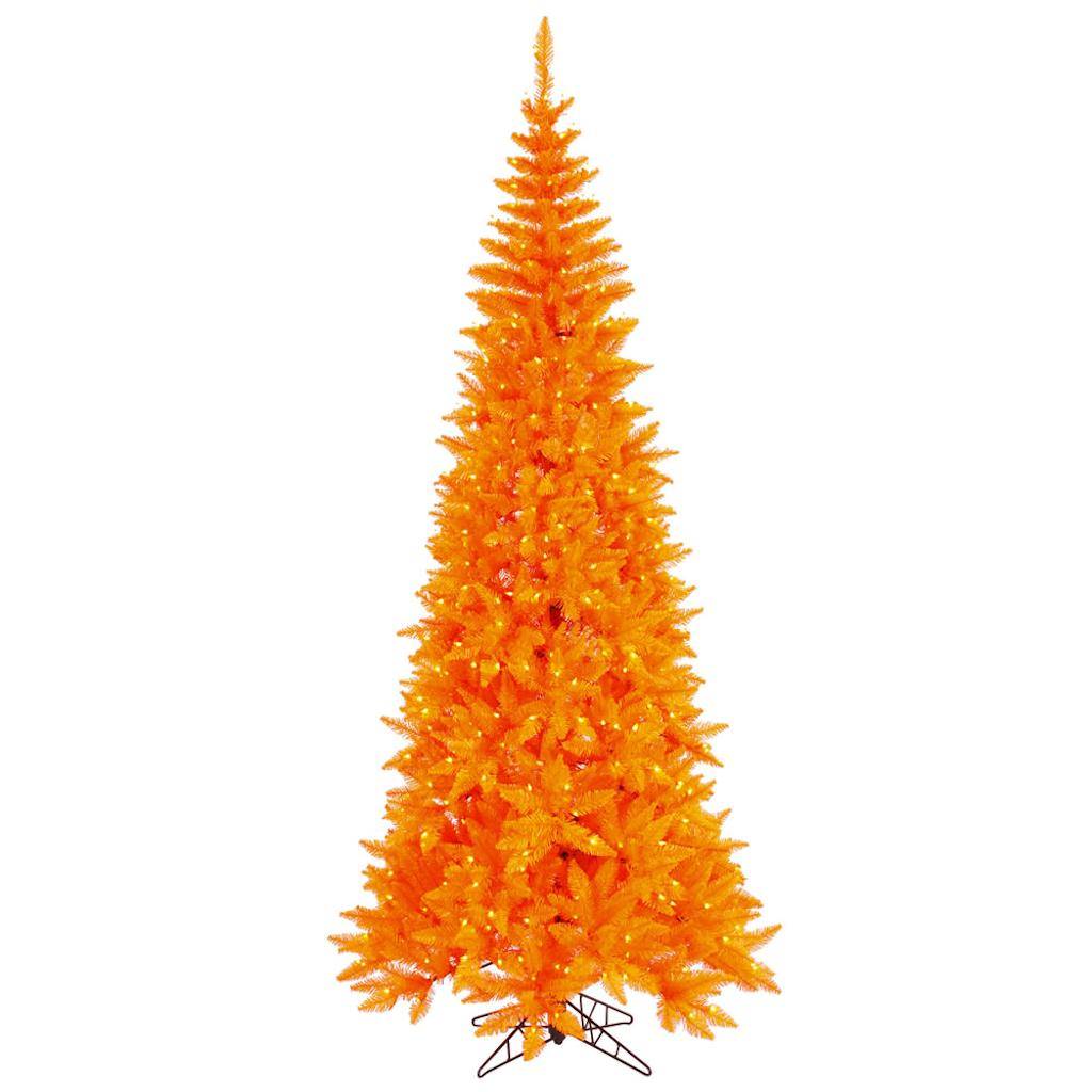 7.5' x 40" Orange Slim Fir Tree with 500 Orange LED Lights 1
