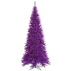 7.5' x 40" Purple Slim Fir Tree with 500 Purple LED Lights 1