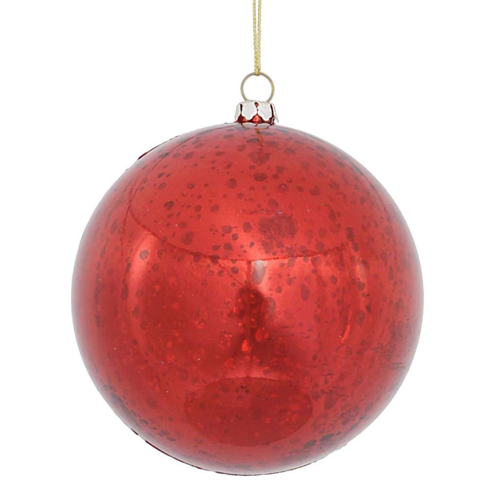 4" Red Shiny Mercury Ball Ornament (6 pack) 1