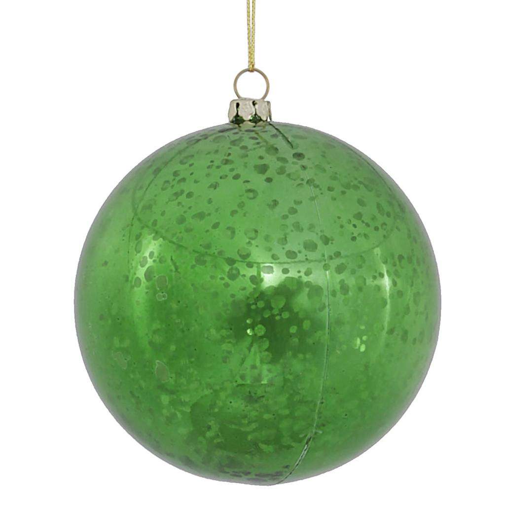 4" Green Shiny Mercury Ball Ornament (6 pack) 1