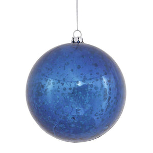 4" Sea Blue Shiny Mercury Ball Ornament (6 pack) 1