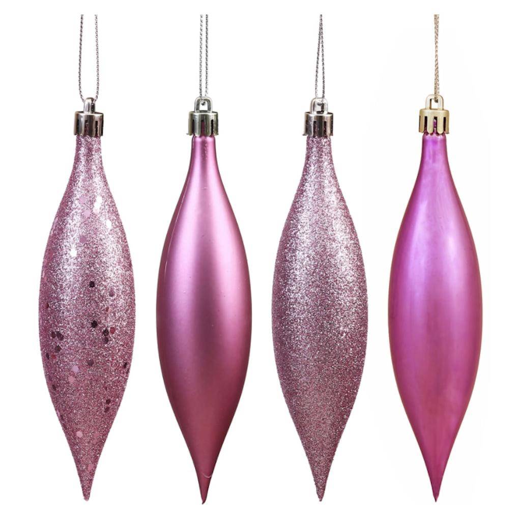 5.5" Mauve 4 Assorted Finish Drop Ornament (8 pack) 1