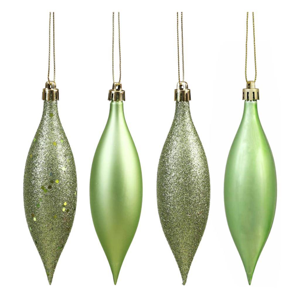5.5" Celadon 4 Assorted Finish Drop Ornament (8 pack) 1