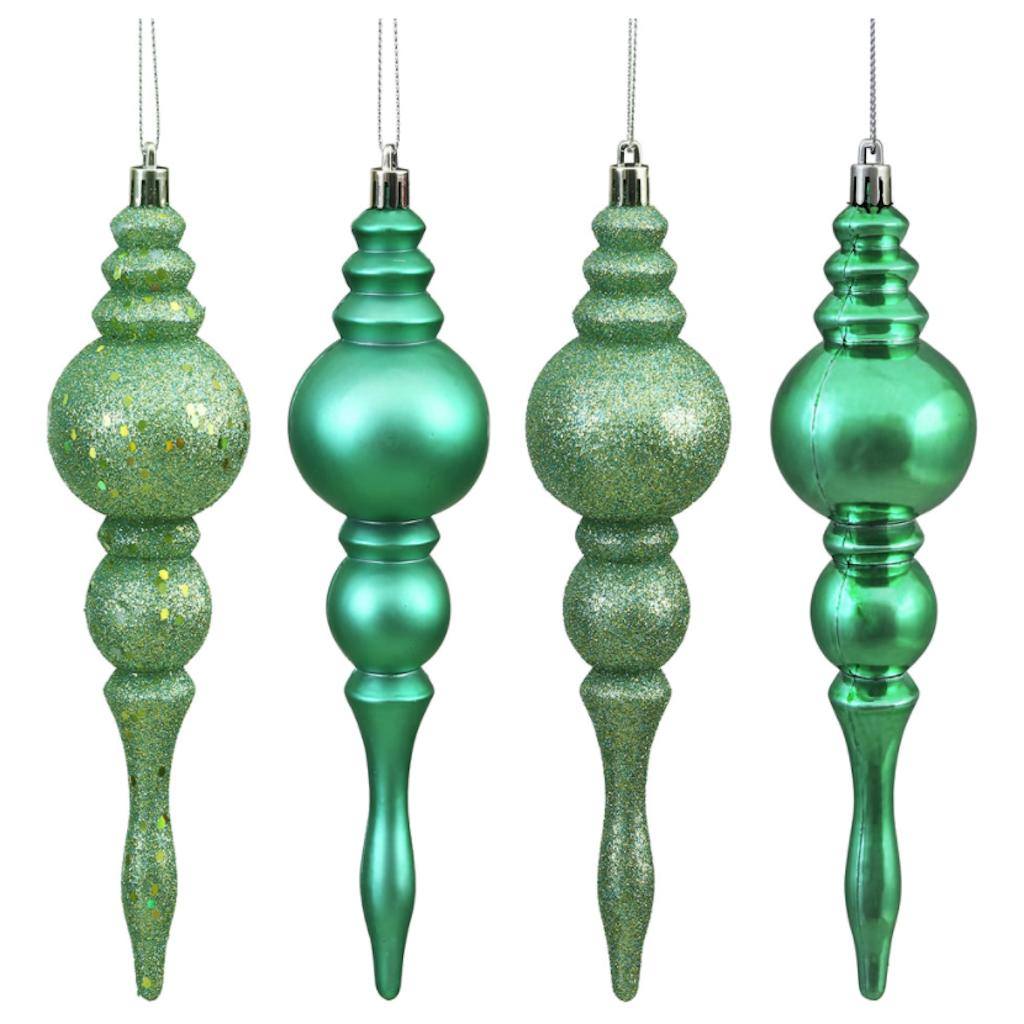 7" Seafoam 4 Assorted Finish Finial Ornament (8 pack) 1