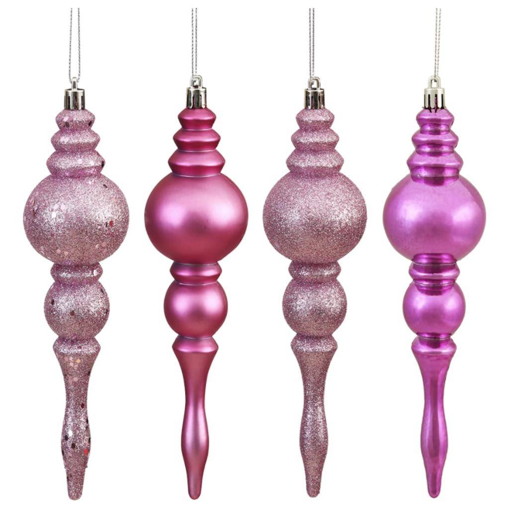 7" Mauve 4 Assorted Finish Finial Ornament (8 pack) 1