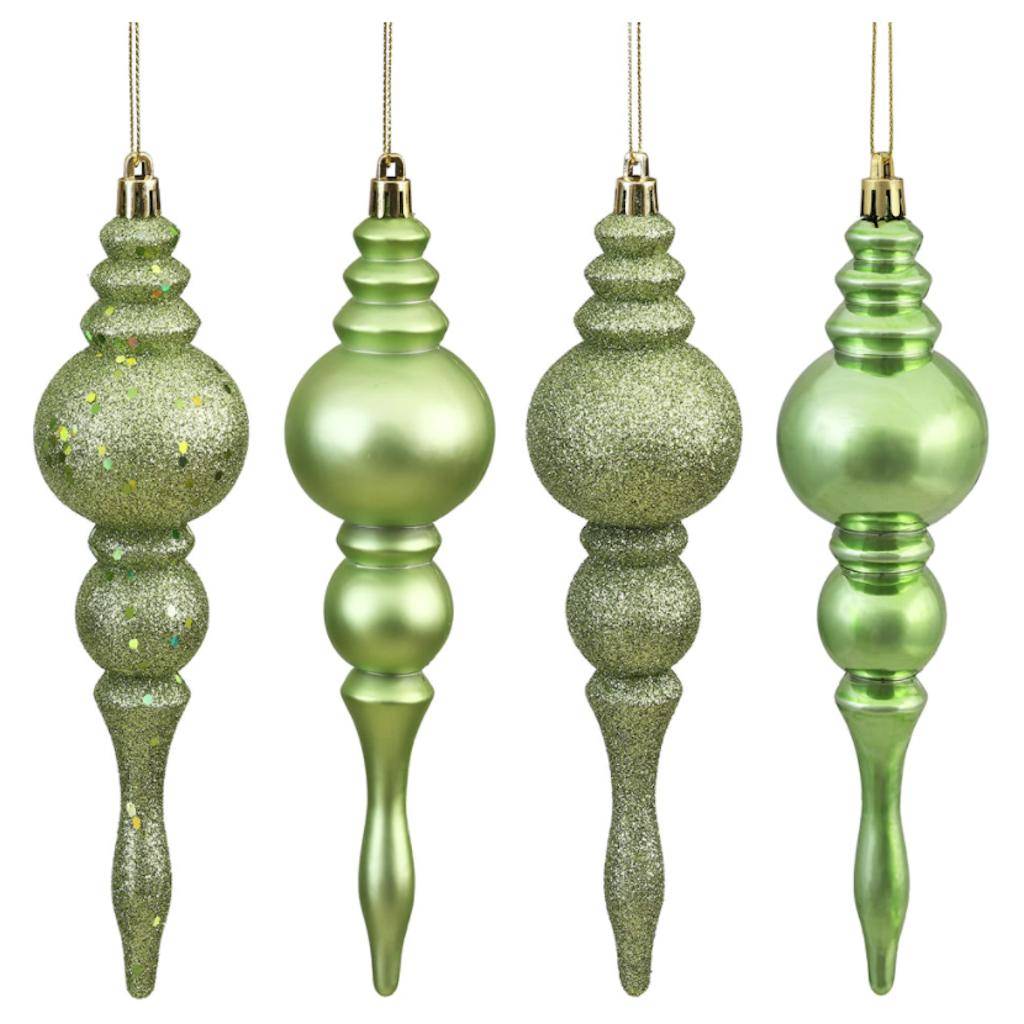7" Celadon 4 Assorted Finish Finial Ornament (8 pack) 1