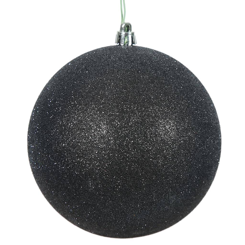 3" Black Glitter Ball Ornament (12 pack) 1