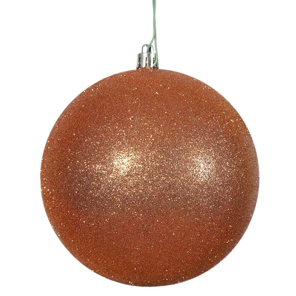 3" Burnished Orange Glitter Ball Ornament (12 pack) 1