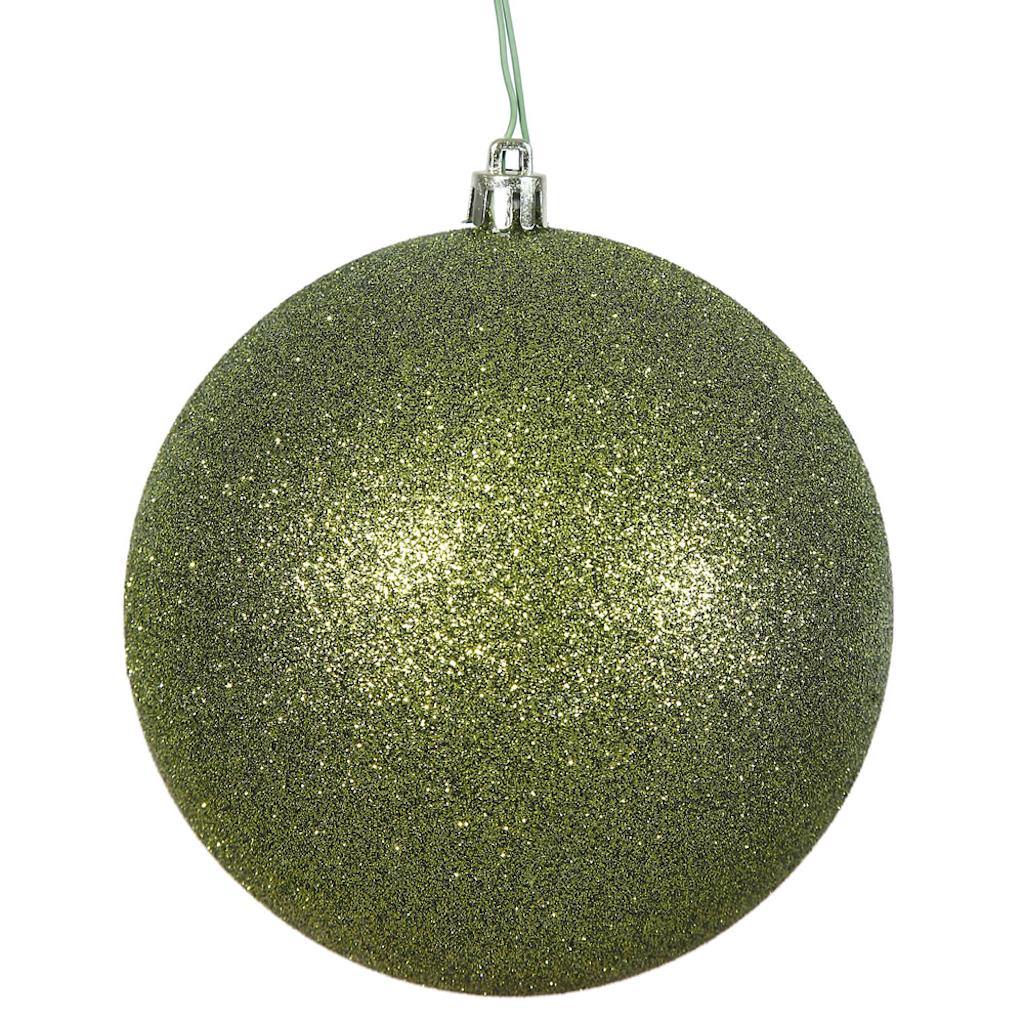 4" Olive Glitter Ball Ornament (6 pack) 1