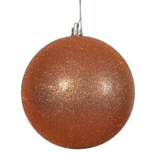 4" Burnished Orange Glitter Ball Ornament (6 pack) 1