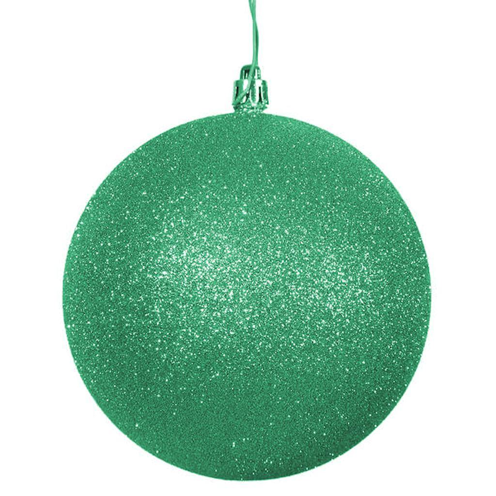 4" Green Glitter Ball Ornament (6 pack) 1