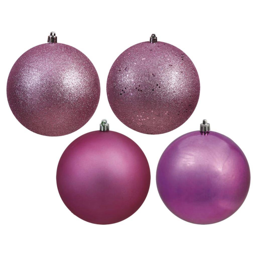 4.75" Mauve 4 Assorted Finish Ball Ornament (4 pack) 1