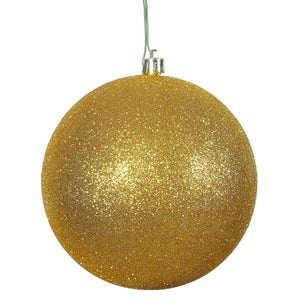 6" Antique Gold Glitter Ball Ornament (4 pack) 1