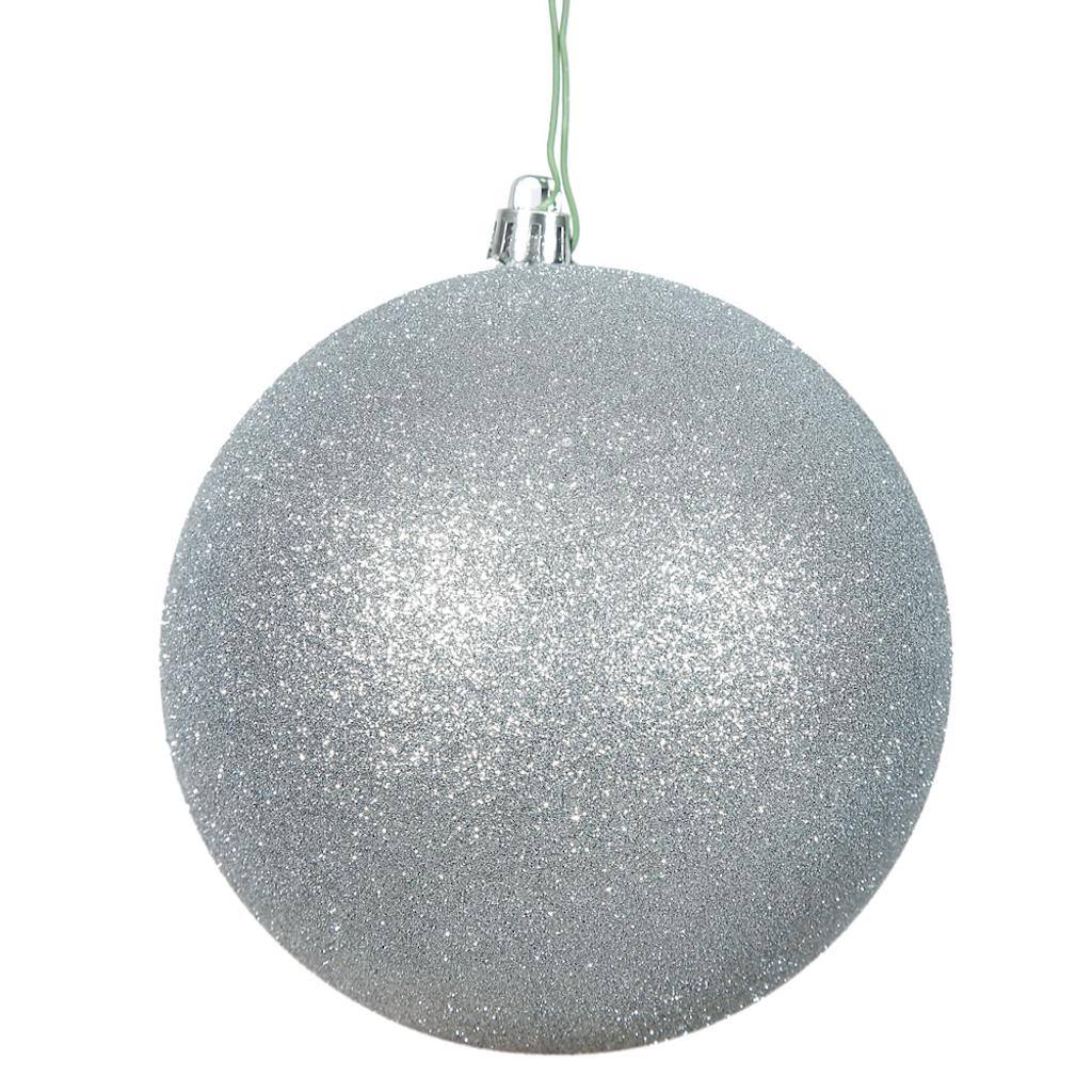 8" Silver Glitter Ball Ornament 1