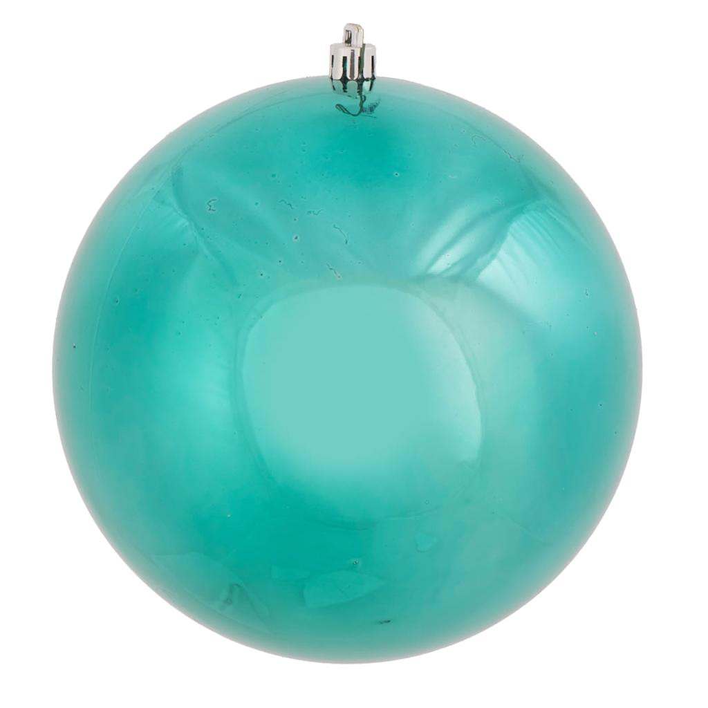 8" Teal Shiny Finish Ball Ornament 1