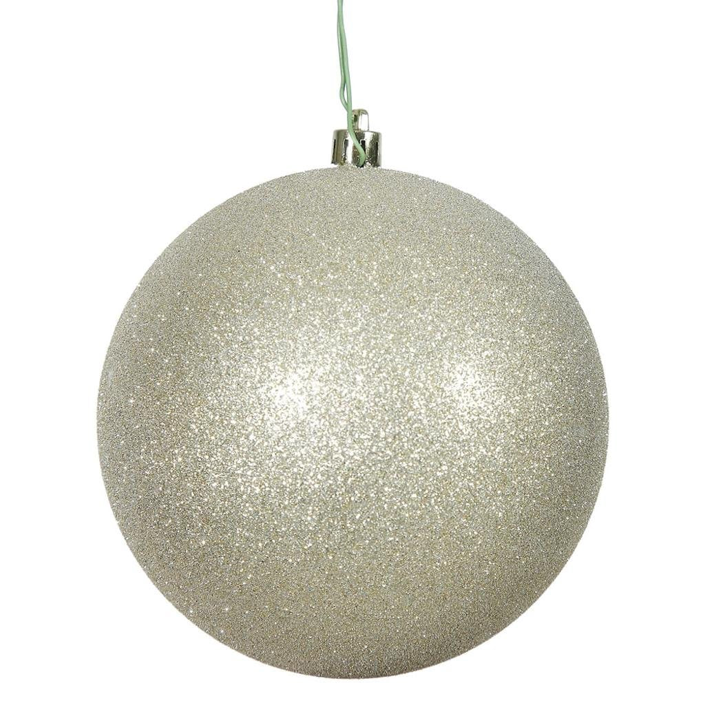12" Champagne Glitter Ball Ornament 1