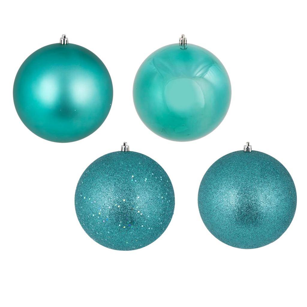 12" Teal 4 Finish Matte / Shiny / Sequin / Glitter Ball Ornament (set of 4) 1
