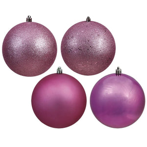 12" Mauve 4 Finish Matte / Shiny / Sequin / Glitter Ball Ornament (set of 4) 1