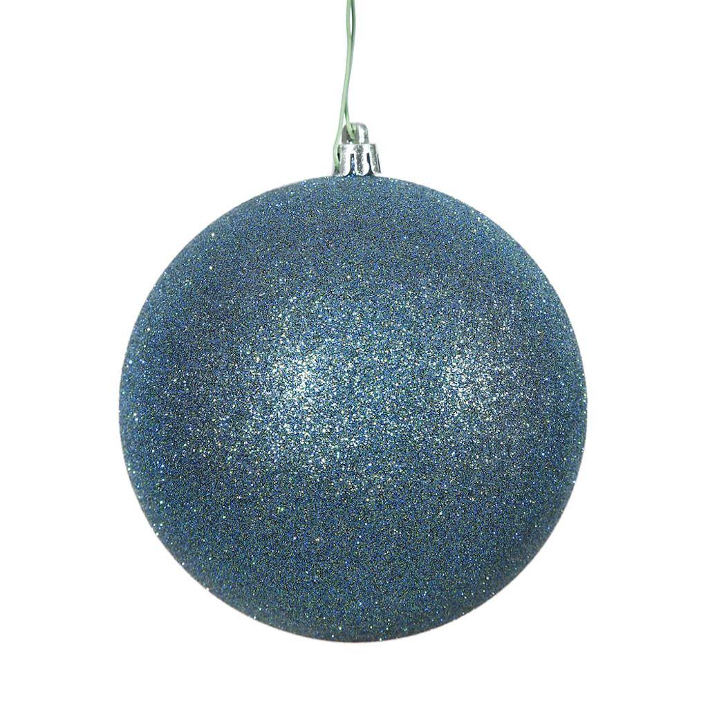 12" Sea Blue Glitter Ball Ornament 1