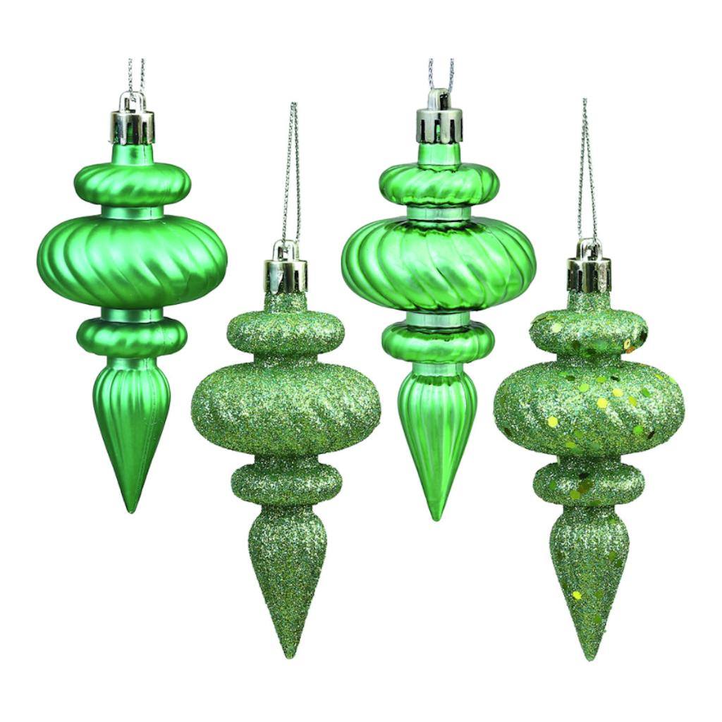 4" Seafoam 4 Assorted Finish Finial Ornament (8 pack) 1