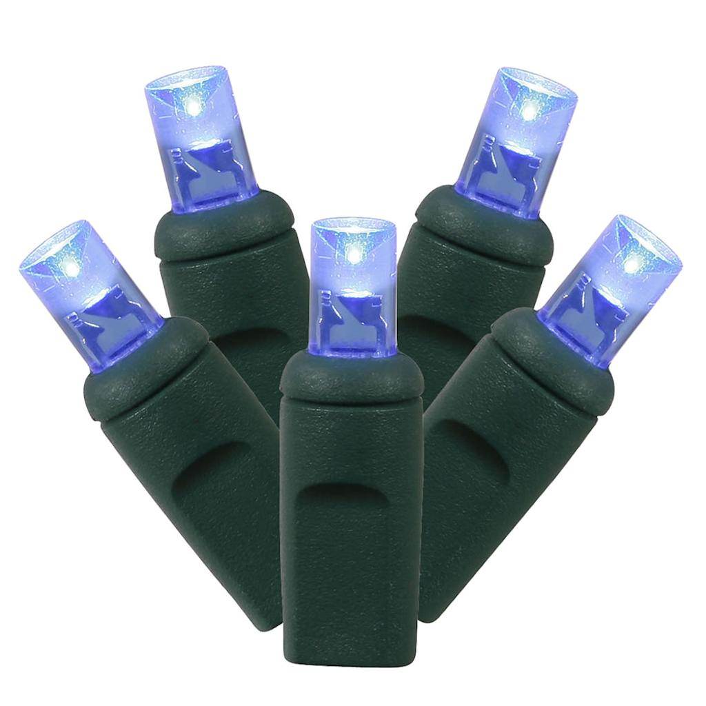70 Light 35' Green Wire Blue Wide Angle LED Lights with 6" Spacing 1