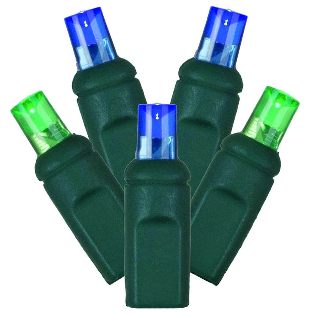 70 Light 35' Green Wire Blue / Green Wide Angle LED Lights with 6" Spacing 1