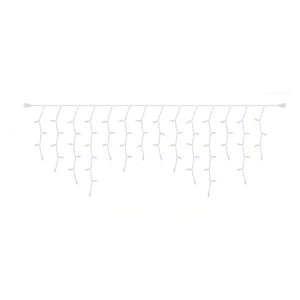 70 Light 9' White Wire Warm White Wide Angle LED Icicle String with 3.5" Spacing 2