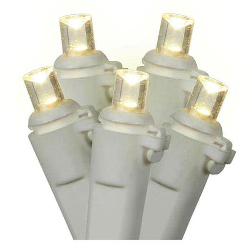 70 Light 9' White Wire Warm White Wide Angle LED Icicle String with 3.5" Spacing 1