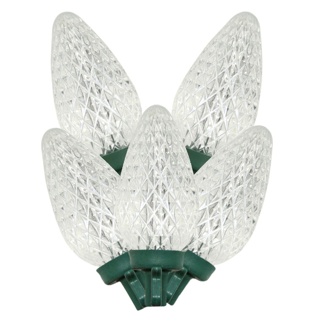 25 Light 16' Green Wire Pure White LED C9 String with 6" Spacing 1