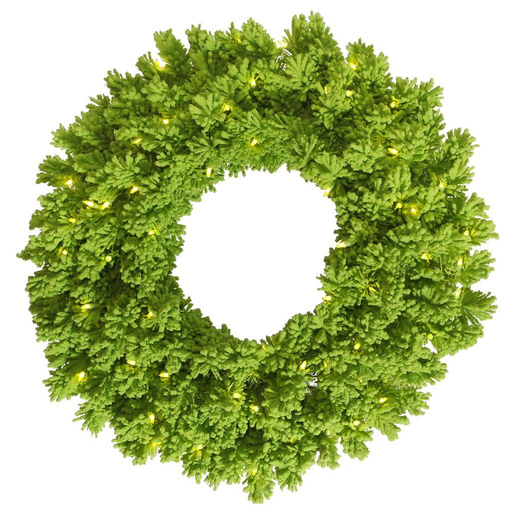24" Artificial Flocked Lime Wreath 50 Lime LED Lights 1
