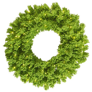 30" Artificial Flocked Lime Wreath 100 Lime LED Lights 1